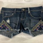 Mudd Jeans Aztec Distressed Denim Shorts Size 3 Photo 0