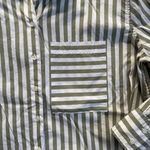 AYR  Women's  Sage Green and White Striped Button Down Shirt Oversized Size Small Photo 4