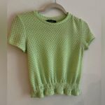 Bershka Women’s Light Green Eyelet Knit Top Size S Photo 2