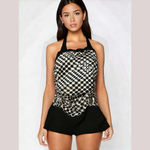 Cacelin Black and White One Piece Halter Bathing Suit Medium Photo 1