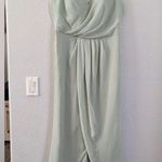 David's Bridal AW Bridal Tulip High Low Spaghetti Strap Bridesmaid Prom Dress, Sage Green, 12 Photo 0