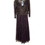 Pisarro Nights Beaded Mesh Gown with Jacket Size 12 Purple Photo 6
