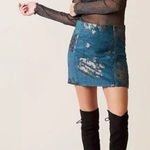 Free People Woven Free‎ People Movin On Teal Mini Skirt Size 4 Photo 0