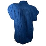 Nautica  Womens Navy Blue Linen Blend Short Sleeve Button Up Camp Shirt Size L Photo 7