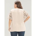 Bloomchic  Plain V Neck Floral Patchwork Blouse Apricot Yellow 18-20 Photo 2