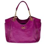 Salvatore Ferragamo GANCINI Magenta Leather Betulla Shoulder Bag w/ Side Pockets Photo 0