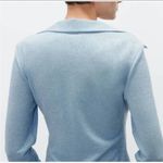 ZARA Sparkle Ruched Button Front Cutout Long Sleeve Blouse Top Light Blue Sz S Photo 4