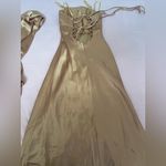 Cache Vintage  Gold Satin Maxi Dress with Scarf Photo 4