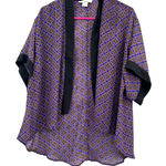 Sans Souci  size small kimono style open front short sleeve‎ cardigan blue purple Photo 0
