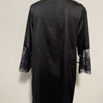 Coquette Womens Short Satin Black Robe with Eyelash Lace Sleeves One Size Photo 3