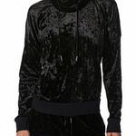 Betsey Johnson  Performance Black Crushed Velvet Cowl Neck Hoodie – Size M Photo 0