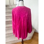 Free People  Hot Pink Floral Print Blouson Sleeve Oversize Long Sleeve Blouse Photo 2