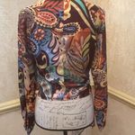 ZARA  Multicoloured Scarf Print Crossover Satin V-Neckline Blouse Top Paisley M Photo 9