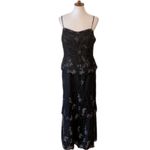 Vintage Formal Dress 12 Y2K Black Gown Beaded Holiday Party Long Slipdress 20s Size M Photo 9
