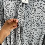 Pink Rose  Gray Leopard Print‎ Button-Up Top Roll-Tab Sleeve Gauzy Lightweight M Photo 6