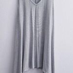 MINKPINK  Striped V-Neckline Sharke Bite Sleeveless Tunic Top Photo 0