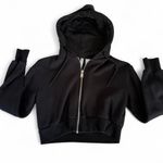 H&M Black  Dividend cropped zip up hoodie. Size XS. Photo 0