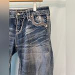 Rock Revival  Faded Blue Skinny Jeans Ornate Chereen Style Photo 2