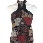 Vintage African Renaissance Multicolor Beaded Embroidered Halter High Neck Top M Size M Photo 0