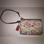 Coach Poppy Butterfly Graffiti Wristlet Nylon/Silver Leather Photo 4