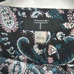 Tahari  Boho Top Blouse Floral Paisley Black Green 3/4 Sleeves Office Size L Photo 8