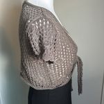 Charlotte Russe Crop Crochet Open Knit Style Tie Front Cardigan Shrug Sweater Photo 2