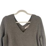 Loft Women's Size Medium Green Gray V Neck Soft Babydoll Sweater Photo 2
