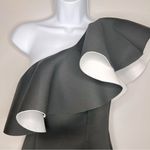 Tobi Black and White One Shoulder Ruffle Scuba Mini Bodycon Dress Size M Photo 2