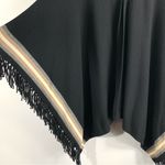Cullen Black Fringe Fine Wool & Cashmere Poncho Style Sweater Photo 4