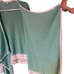Liz Claiborne New York Open Cardigan Drapery Crochet Trim SZ XL Boho Cottage Green Photo 5