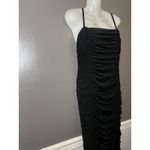 Club L London Dress Womens 10 Black Ruched Bodycon Midi Spaghetti Strap Made UK Photo 3