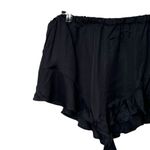 Determ NWT Satin Ruffle Trim Shorts Women’s Size 6 Black Pull On Rayon Photo 2
