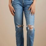 American Eagle Mom Jean Comfort Stretch Waistband Rip Knees Denim High Rise 0 Photo 0