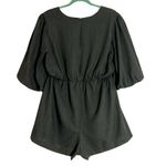 1. State  Cut Out Linen Blend Romper Black Women's 1X Photo 2