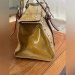 NWT Claudia Firenze Italian Leather Handbag | Yellow Burgundy | Studded Satchel Tan Photo 8
