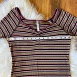 Free People  Ribbed Knit Long Sleeve Put A Stripe On It Thong Bodysuit Photo 7