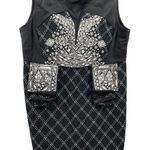Spiegel VINTAGE  WOMEN MIDI PENCIL SHEATH BLACK GEOMETRIC PATTERN DRESS SZE‎ 14 Photo 0