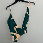 Matte Collection Stylish Green and Cream One-Piece Swimsuit Photo 2