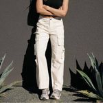 Cali 1850 ‎ White Modern Tech Look Wide Leg Baggy Cargo Pants Photo 1