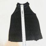 Rachel Roy small metallic shimmer pleated sleeveless keyhole top TS Black Photo 3