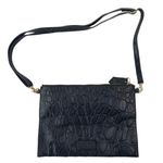 Beau & Ro Womens Black Croc Faux Leather Vegan Crossbody Clutch Purse Handbag OS Photo 0