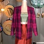 Vintage Plaid Pink & Violet Wool Blend Blazer Size 12 Photo 0