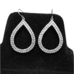 Sparkling Formal Prom Fancy Rhinestones Teardrop Drop Dangle Earrings Silver Photo 3