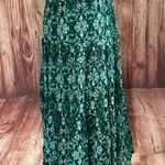 Laura Scott  Green Abstract Floral Print Prairie Skirt Photo 0