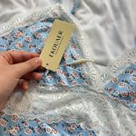 Ekouaer NWT Sleep Dress Chemise Slip Womens Nightgown V Neck Stretch Blue Roses Photo 2