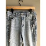 American Eagle  Light Wash Distressed Ripped Raw Hem Mom Jeans Photo 1