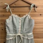 Vintage Size Small Baby Blue Lace Tiered Tie Strap Coquette Prairie Maxi Dress Photo 5