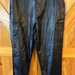 Missguided  Women’s Faux Leather Tapered Jogger Zip Pants Black Size 10 (5446) Photo 0