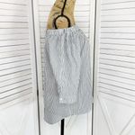 14th & Union ‎ Striped Button Back Off The Shoulder Shirt Grey White Medium Photo 3