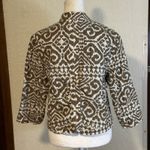 Chico's  Brown White Large Animal Print Ikat Print Collarless Cropped‎ Jacket 2 Photo 7